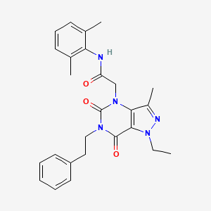 molecular formula C26H29N5O3 B2445857 N-(2,6-dimethylphenyl)-2-(1-ethyl-3-methyl-5,7-dioxo-6-phenethyl-6,7-dihydro-1H-pyrazolo[4,3-d]pyrimidin-4(5H)-yl)acetamide CAS No. 1189866-43-0