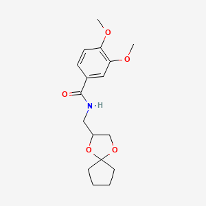 molecular formula C17H23NO5 B2445867 N-(1,4-dioxaspiro[4.4]nonan-2-ylmethyl)-3,4-dimethoxybenzamide CAS No. 899958-60-2
