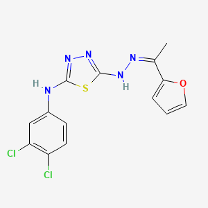 molecular formula C14H11Cl2N5OS B2445873 N-(3,4-dichlorophenyl)-5-[(Z)-2-[1-(furan-2-yl)ethylidene]hydrazin-1-yl]-1,3,4-thiadiazol-2-amine CAS No. 866152-05-8