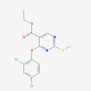 molecular formula C14H12Cl2N2O3S B2445893 Ethyl 4-(2,4-dichlorophenoxy)-2-(methylsulfanyl)-5-pyrimidinecarboxylate CAS No. 672950-48-0