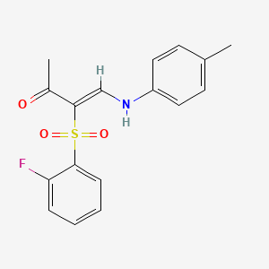 (3Z)-3-[(2-fluorophenyl)sulfonyl]-4-[(4-methylphenyl)amino]but-3-en-2-one