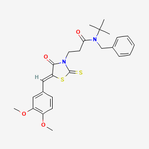 N-benzyl-N-tert-butyl-3-[(5Z)-5-[(3,4-dimethoxyphenyl)methylidene]-4-oxo-2-sulfanylidene-1,3-thiazolidin-3-yl]propanamide