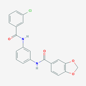 molecular formula C21H15ClN2O4 B244590 N-{3-[(3-chlorobenzoyl)amino]phenyl}-1,3-benzodioxole-5-carboxamide 