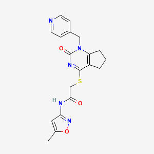 molecular formula C19H19N5O3S B2445933 N-(5-methyl-1,2-oxazol-3-yl)-2-({2-oxo-1-[(pyridin-4-yl)methyl]-1H,2H,5H,6H,7H-cyclopenta[d]pyrimidin-4-yl}sulfanyl)acetamide CAS No. 932962-11-3
