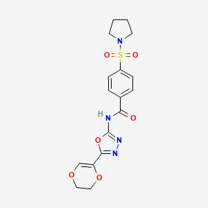 N-(5-(5,6-dihydro-1,4-dioxin-2-yl)-1,3,4-oxadiazol-2-yl)-4-(pyrrolidin-1-ylsulfonyl)benzamide