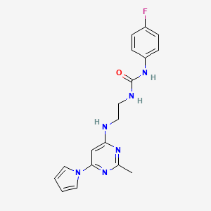 1-(4-fluorophenyl)-3-(2-((2-methyl-6-(1H-pyrrol-1-yl)pyrimidin-4-yl)amino)ethyl)urea