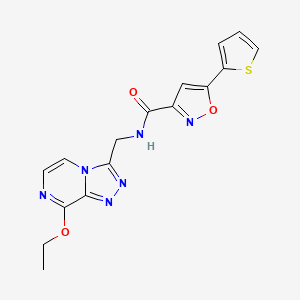 molecular formula C16H14N6O3S B2446000 N-((8-ethoxy-[1,2,4]triazolo[4,3-a]pyrazin-3-yl)methyl)-5-(thiophen-2-yl)isoxazole-3-carboxamide CAS No. 2034599-63-6