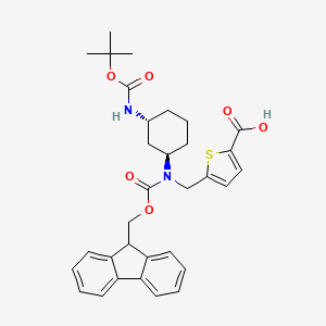 5-[[9H-Fluoren-9-ylmethoxycarbonyl-[(1R,3R)-3-[(2-methylpropan-2-yl)oxycarbonylamino]cyclohexyl]amino]methyl]thiophene-2-carboxylic acid