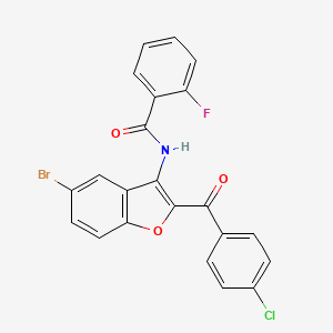 molecular formula C22H12BrClFNO3 B2446009 N-[5-bromo-2-(4-chlorobenzoyl)-1-benzofuran-3-yl]-2-fluorobenzamide CAS No. 929514-15-8