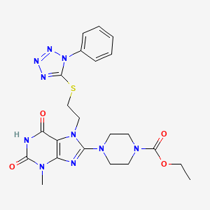 Ethyl 4-[3-methyl-2,6-dioxo-7-[2-(1-phenyltetrazol-5-yl)sulfanylethyl]purin-8-yl]piperazine-1-carboxylate