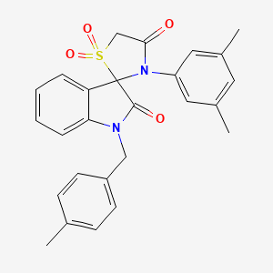 molecular formula C26H24N2O4S B2446017 3'-(3,5-Dimethylphenyl)-1-[(4-methylphenyl)methyl]-1,2-dihydrospiro[indole-3,2'-[1lambda6,3]thiazolidine]-1',1',2,4'-tetrone CAS No. 894874-35-2