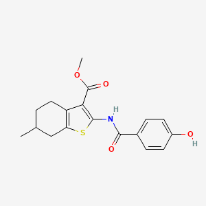 molecular formula C18H19NO4S B2446023 Methyl 2-(4-hydroxybenzamido)-6-methyl-4,5,6,7-tetrahydro-1-benzothiophene-3-carboxylate CAS No. 691377-97-6
