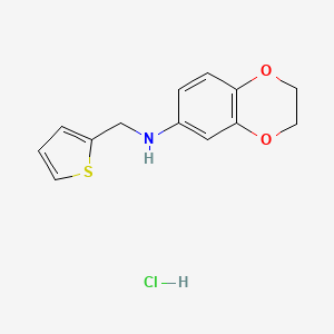 molecular formula C13H14ClNO2S B2446038 N-(thien-2-ylmethyl)-2,3-dihydro-1,4-benzodioxin-6-amine hydrochloride CAS No. 1049733-16-5