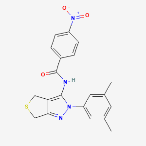 molecular formula C20H18N4O3S B2446041 N-(2-(3,5-dimethylphenyl)-4,6-dihydro-2H-thieno[3,4-c]pyrazol-3-yl)-4-nitrobenzamide CAS No. 396720-69-7