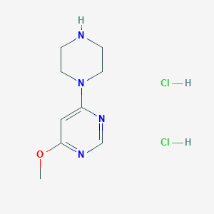 molecular formula C9H16Cl2N4O B2446065 4-Methoxy-6-(piperazin-1-yl)pyrimidine dihydrochloride CAS No. 2413885-58-0
