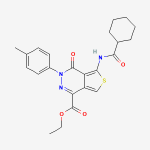 molecular formula C23H25N3O4S B2446088 Ethyl 5-(cyclohexanecarboxamido)-4-oxo-3-(p-tolyl)-3,4-dihydrothieno[3,4-d]pyridazine-1-carboxylate CAS No. 851947-90-5