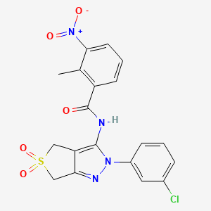 molecular formula C19H15ClN4O5S B2446110 N-[2-(3-chlorophenyl)-5,5-dioxo-2H,4H,6H-5lambda6-thieno[3,4-c]pyrazol-3-yl]-2-methyl-3-nitrobenzamide CAS No. 449789-73-5