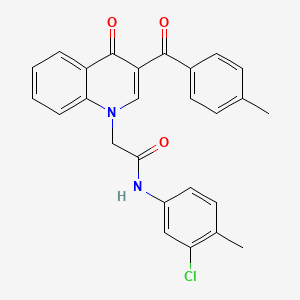 molecular formula C26H21ClN2O3 B2446117 N-(3-chloro-4-methylphenyl)-2-[3-(4-methylbenzoyl)-4-oxo-1,4-dihydroquinolin-1-yl]acetamide CAS No. 895652-16-1