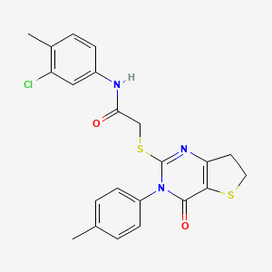 molecular formula C22H20ClN3O2S2 B2446195 N-(3-chloro-4-methylphenyl)-2-{[3-(4-methylphenyl)-4-oxo-3H,4H,6H,7H-thieno[3,2-d]pyrimidin-2-yl]sulfanyl}acetamide CAS No. 686771-94-8