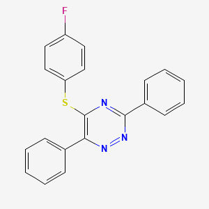 molecular formula C21H14FN3S B2446202 3,6-Diphenyl-1,2,4-triazin-5-yl 4-fluorophenyl sulfide CAS No. 339013-10-4