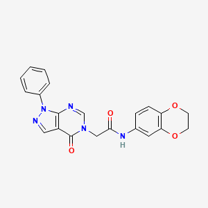 molecular formula C21H17N5O4 B2446236 N-(2,3-dihydro-1,4-benzodioxin-6-yl)-2-{4-oxo-1-phenyl-1H,4H,5H-pyrazolo[3,4-d]pyrimidin-5-yl}acetamide 