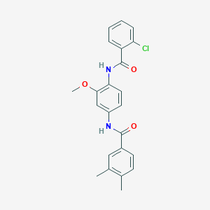 molecular formula C23H21ClN2O3 B244625 N-[4-[(2-chlorobenzoyl)amino]-3-methoxyphenyl]-3,4-dimethylbenzamide 