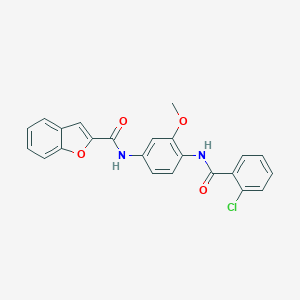 molecular formula C23H17ClN2O4 B244627 N-{4-[(2-chlorobenzoyl)amino]-3-methoxyphenyl}-1-benzofuran-2-carboxamide 