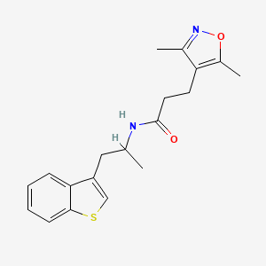molecular formula C19H22N2O2S B2446307 N-[1-(1-benzothiophen-3-yl)propan-2-yl]-3-(3,5-dimethyl-1,2-oxazol-4-yl)propanamide CAS No. 2034617-52-0