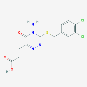 3-[4-amino-3-[(3,4-dichlorophenyl)methylsulfanyl]-5-oxo-1,2,4-triazin-6-yl]propanoic Acid