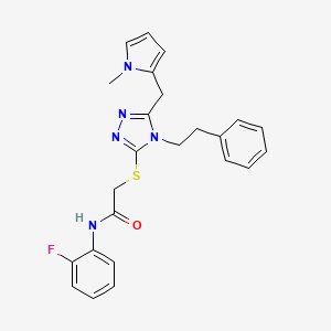 molecular formula C24H24FN5OS B2446364 N-(2-FLUOROPHENYL)-2-({5-[(1-METHYL-1H-PYRROL-2-YL)METHYL]-4-(2-PHENYLETHYL)-4H-1,2,4-TRIAZOL-3-YL}SULFANYL)ACETAMIDE CAS No. 847390-47-0