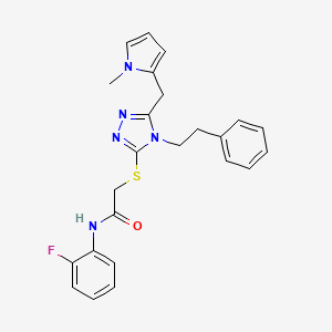 N-(2-fluorophenyl)-2-((5-((1-methyl-1H-pyrrol-2-yl)methyl)-4-phenethyl-4H-1,2,4-triazol-3-yl)thio)acetamide