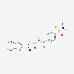 molecular formula C19H16N4O5S B2446376 N-[5-(1-benzofuran-2-yl)-1,3,4-oxadiazol-2-yl]-4-(dimethylsulfamoyl)benzamide CAS No. 922043-91-2
