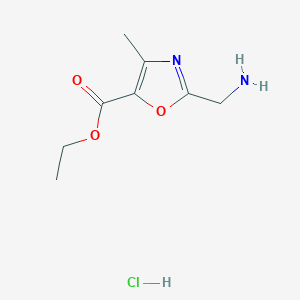 molecular formula C8H13ClN2O3 B2446380 Ethyl 2-(aminomethyl)-4-methyl-1,3-oxazole-5-carboxylate hydrochloride CAS No. 634923-02-7