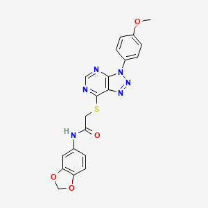 molecular formula C20H16N6O4S B2446404 N-(2H-1,3-benzodioxol-5-yl)-2-{[3-(4-methoxyphenyl)-3H-[1,2,3]triazolo[4,5-d]pyrimidin-7-yl]sulfanyl}acetamide CAS No. 863500-47-4