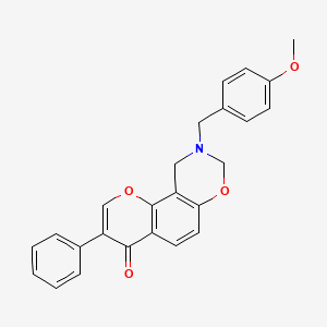 molecular formula C25H21NO4 B2446431 9-(4-methoxybenzyl)-3-phenyl-9,10-dihydrochromeno[8,7-e][1,3]oxazin-4(8H)-one CAS No. 929493-73-2