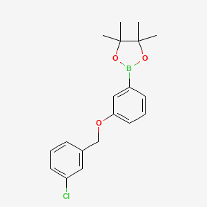molecular formula C19H22BClO3 B2446433 1,3,2-Dioxaborolane, 2-[3-[(3-chlorophenyl)methoxy]phenyl]-4,4,5,5-tetramethyl- CAS No. 2246838-42-4