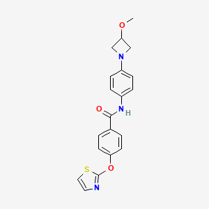 molecular formula C20H19N3O3S B2446449 N-[4-(3-methoxyazetidin-1-yl)phenyl]-4-(1,3-thiazol-2-yloxy)benzamide CAS No. 2034491-25-1