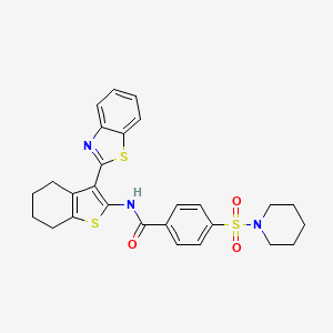 molecular formula C27H27N3O3S3 B2446450 N-(3-(benzo[d]thiazol-2-yl)-4,5,6,7-tetrahydrobenzo[b]thiophen-2-yl)-4-(piperidin-1-ylsulfonyl)benzamide CAS No. 325988-58-7