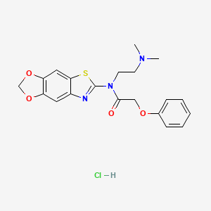 molecular formula C20H22ClN3O4S B2446505 N-[2-(dimethylamino)ethyl]-N-([1,3]dioxolo[4,5-f][1,3]benzothiazol-6-yl)-2-phenoxyacetamide;hydrochloride CAS No. 1216564-32-7