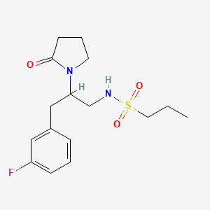 molecular formula C16H23FN2O3S B2446511 N-[3-(3-Fluorophenyl)-2-(2-oxopyrrolidin-1-YL)propyl]propane-1-sulfonamide CAS No. 1421459-66-6