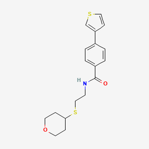 N-(2-((tetrahydro-2H-pyran-4-yl)thio)ethyl)-4-(thiophen-3-yl)benzamide