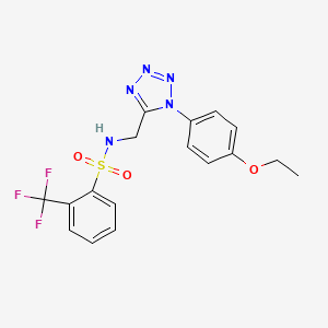 molecular formula C17H16F3N5O3S B2446564 N-((1-(4-ethoxyphenyl)-1H-tetrazol-5-yl)methyl)-2-(trifluoromethyl)benzenesulfonamide CAS No. 921083-21-8