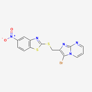 2-(((3-Bromoimidazo[1,2-a]pyrimidin-2-yl)methyl)thio)-5-nitrobenzo[d]thiazole
