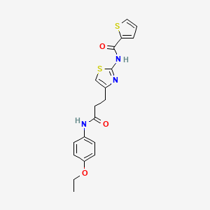 molecular formula C19H19N3O3S2 B2446648 N-(4-(3-((4-ethoxyphenyl)amino)-3-oxopropyl)thiazol-2-yl)thiophene-2-carboxamide CAS No. 1021022-91-2
