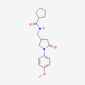 molecular formula C18H24N2O3 B2446650 N-{[1-(4-methoxyphenyl)-5-oxopyrrolidin-3-yl]methyl}cyclopentanecarboxamide CAS No. 954680-08-1