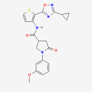 molecular formula C21H20N4O4S B2446684 N-[2-(3-Cyclopropyl-1,2,4-oxadiazol-5-yl)thiophen-3-yl]-1-(3-methoxyphenyl)-5-oxopyrrolidine-3-carboxamide CAS No. 1795297-62-9