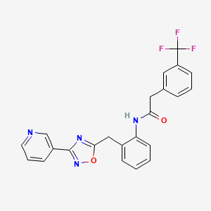 molecular formula C23H17F3N4O2 B2446690 N-(2-((3-(pyridin-3-yl)-1,2,4-oxadiazol-5-yl)methyl)phenyl)-2-(3-(trifluoromethyl)phenyl)acetamide CAS No. 1706022-00-5