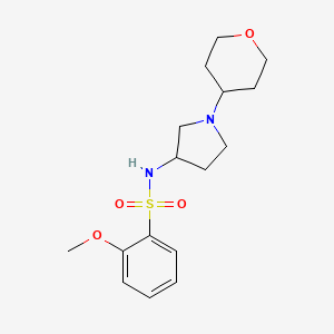 molecular formula C16H24N2O4S B2446706 2-methoxy-N-[1-(oxan-4-yl)pyrrolidin-3-yl]benzene-1-sulfonamide CAS No. 2415551-57-2