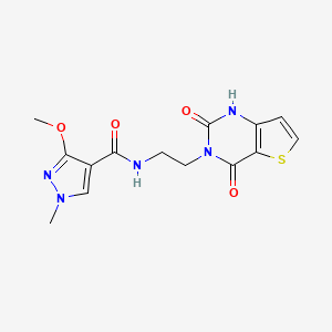 molecular formula C14H15N5O4S B2446732 N-(2-(2,4-dioxo-1,2-dihydrothieno[3,2-d]pyrimidin-3(4H)-yl)ethyl)-3-methoxy-1-methyl-1H-pyrazole-4-carboxamide CAS No. 2034603-32-0