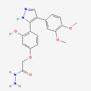 2-(4-(4-(3,4-dimethoxyphenyl)-1H-pyrazol-3-yl)-3-hydroxyphenoxy)acetohydrazide